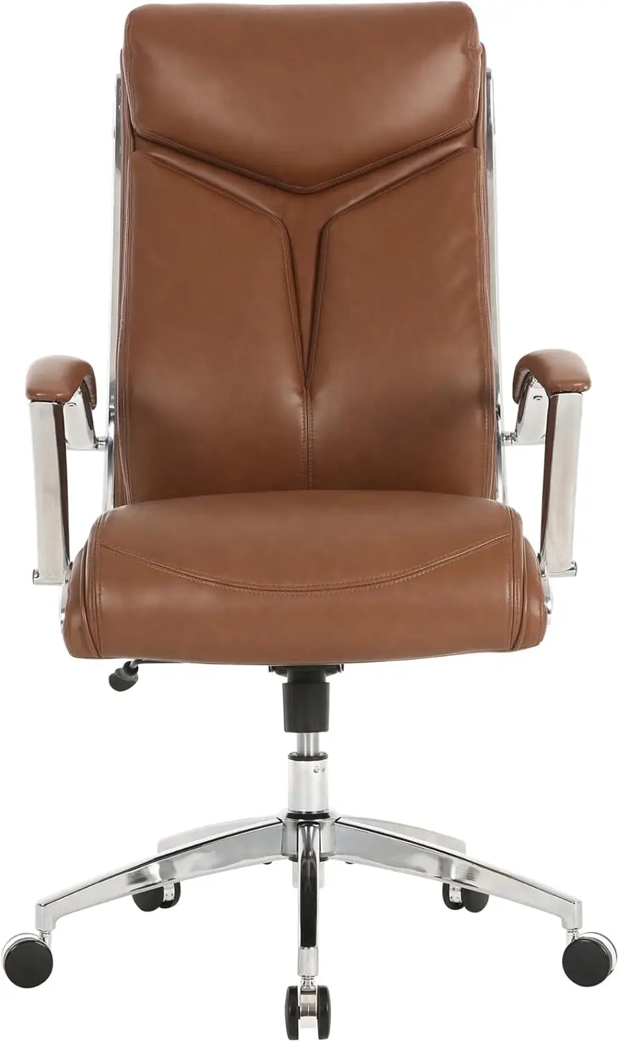 ® Modern Comfort Verismo Bonded Leather High-Back Executive Office Chair, Brown/Chrome, Bifma Compliant