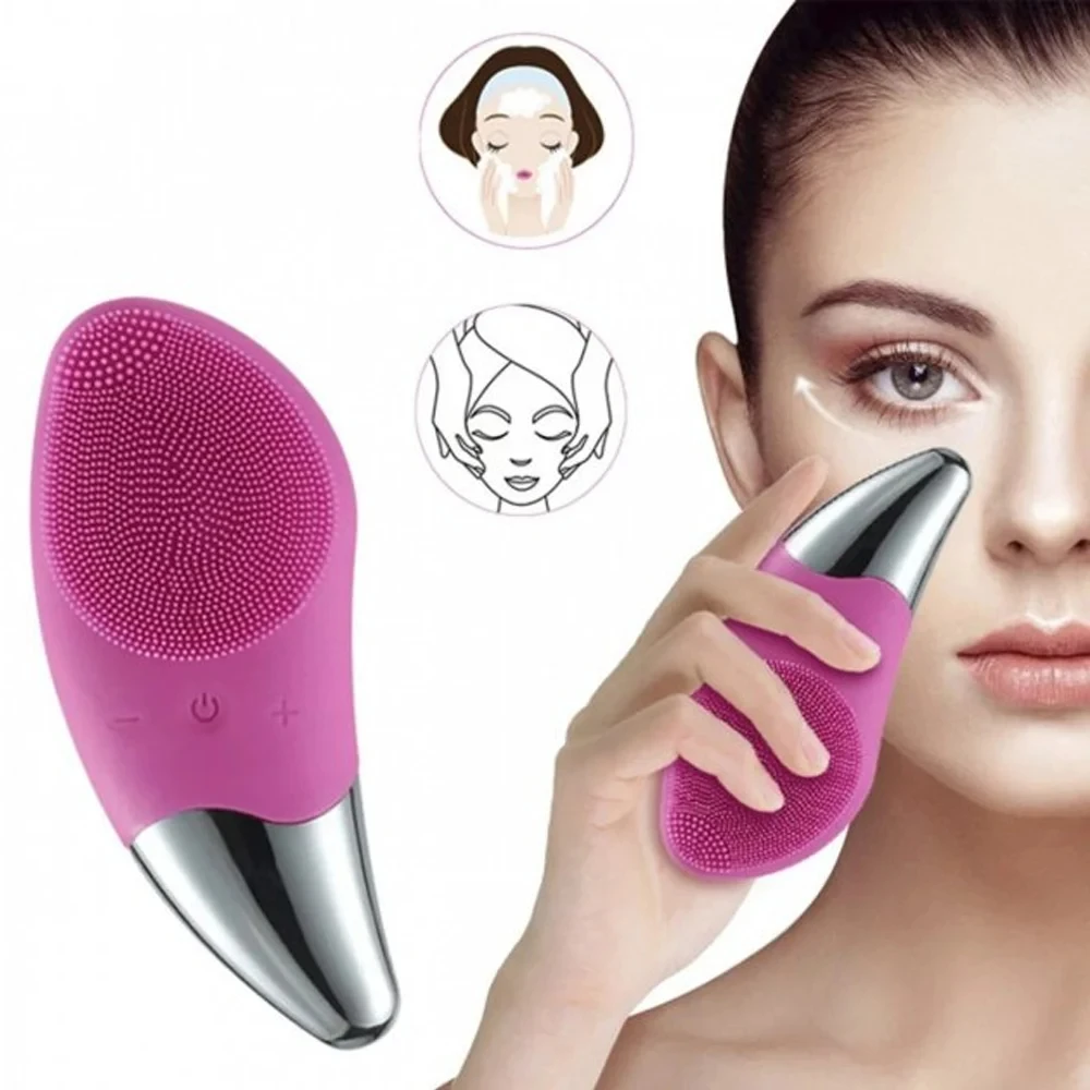 Electric Facial Cleanser Silicone Sonic Vibration Cleanser Deep Pore Skin Massage Facial Brush