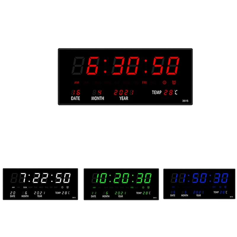 SEWS-LED Perpetual Calendar Electronic Clock Digital Wall Clock Alarm Hourly Chiming Temperature Table Clocks Home Office