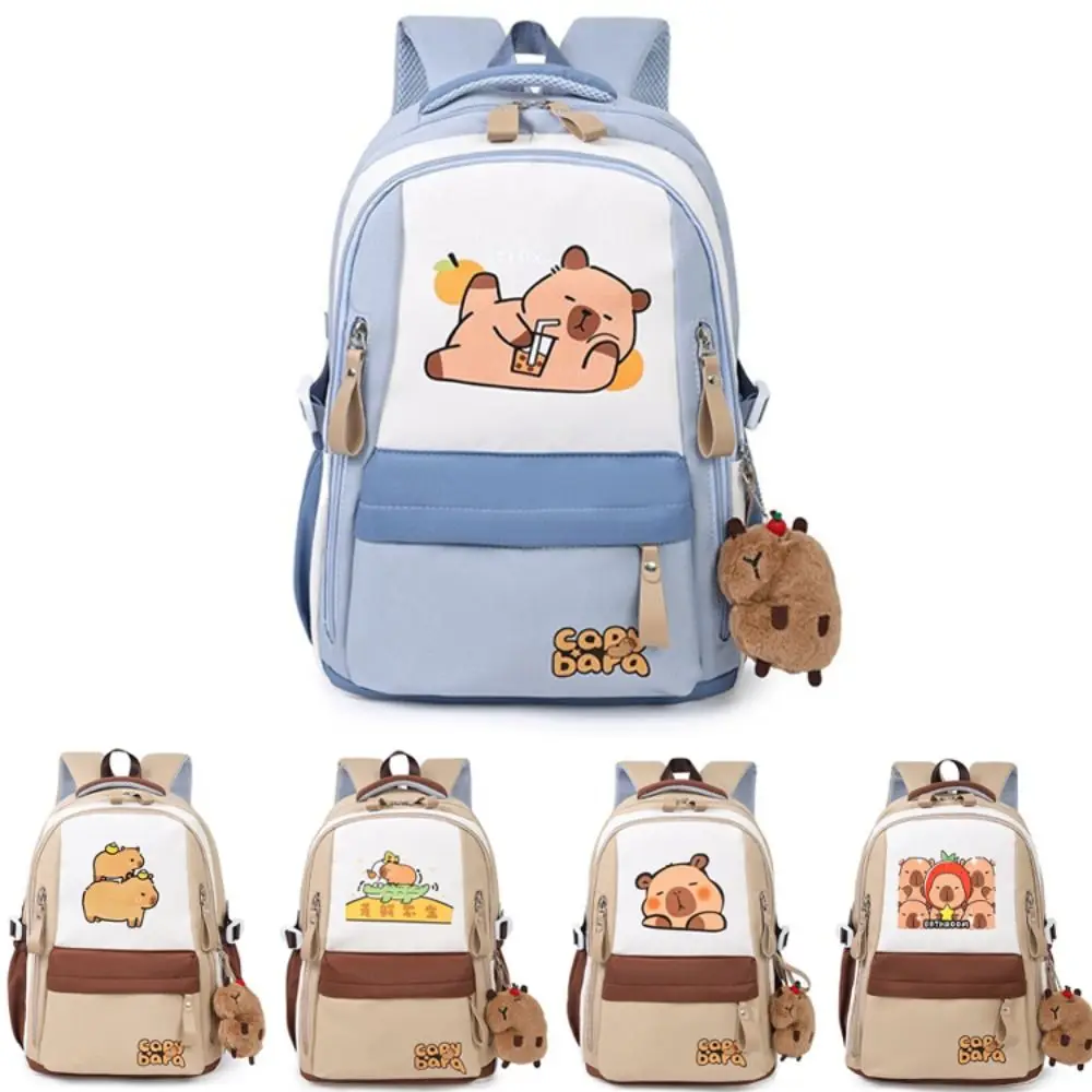 New Adjustable Strap Capybara Schoolbag Versatile Waterproof Shoulders Bag Large Capacity Shopping Bag