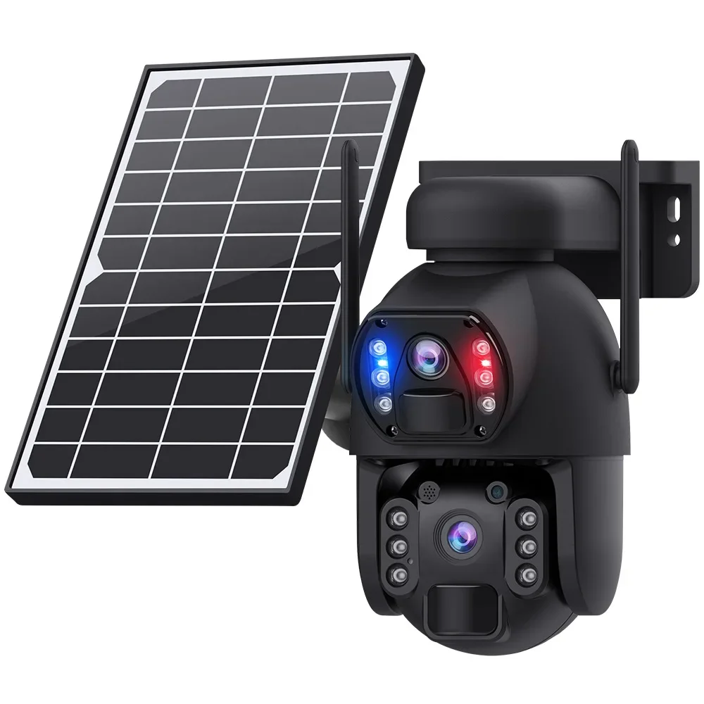 

Low power solar Surveillance Cameras Dual lens Solar Energy IP Camera 6MP 8MP outdoor solar 4G monitoring camera