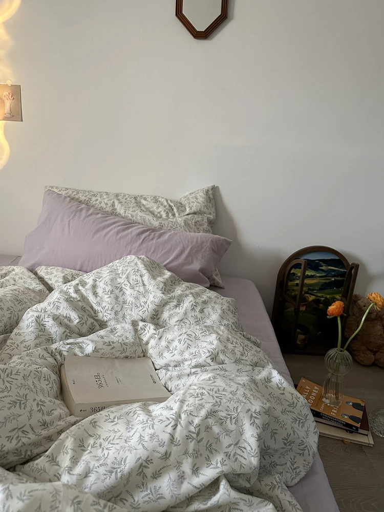 

Retro Floral Cotton Bedding Set Quilt Cover Protector Dormi Bedding Tee-Piece Set Pure Cotton Bed eet Four-Piece Set