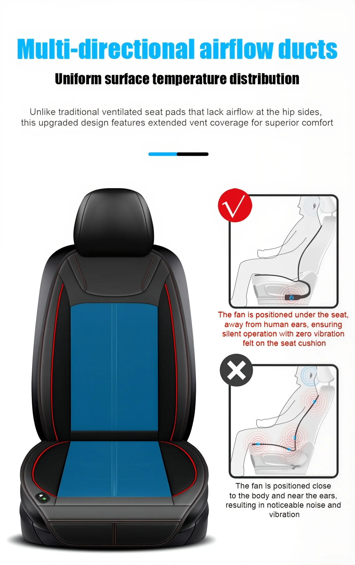 12V Universal Kühlung Belüftung Sitz Abdeckung Auto Sitz Abdeckung Sommer Fahren Atmungsaktive Sitz Abdeckung Cooling Pad Auto Zubehör – Detail 7