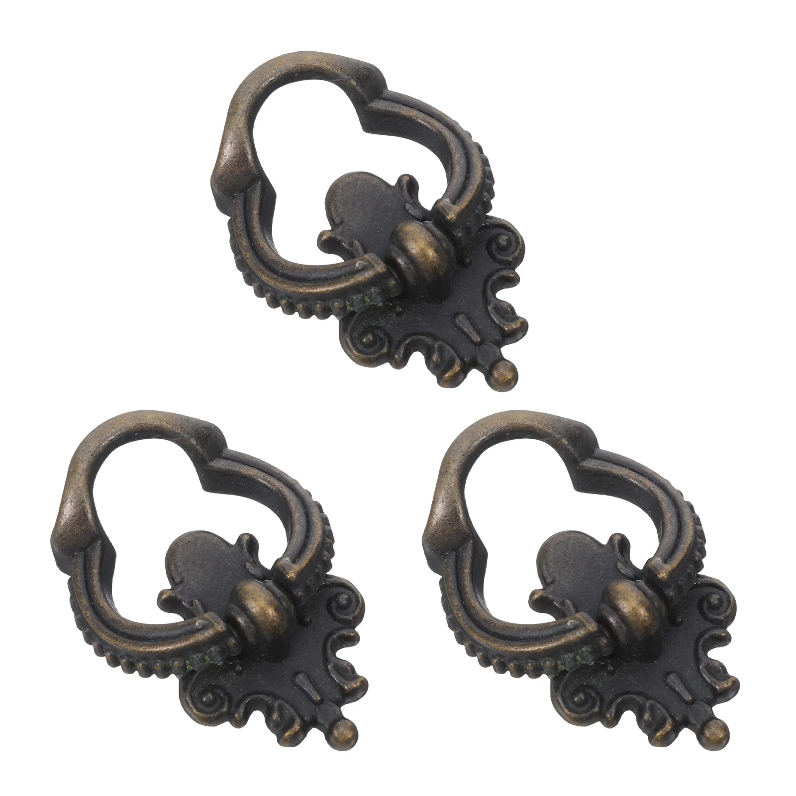 

3Pcs Retro Iron Cabinet Handles Vintage Ring Pulls Single Hole Kitchen Drawer Pulls Wardrobe Knobs for Dresser Cupboard