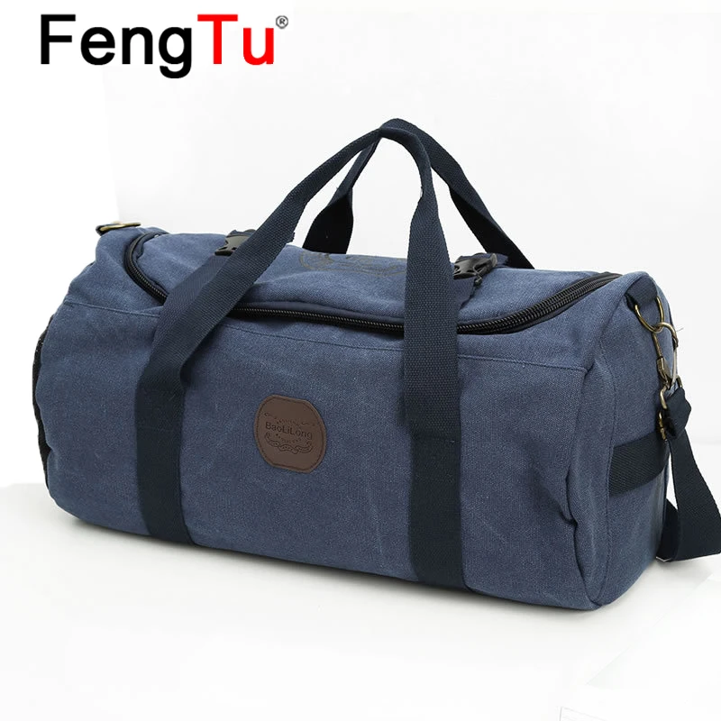 

FENGTU Canvas Yoga Handbags Outdoor Sports Travel Bag Luggage Men's Women's Fitness Handbag Package Cylinder Gym Bags