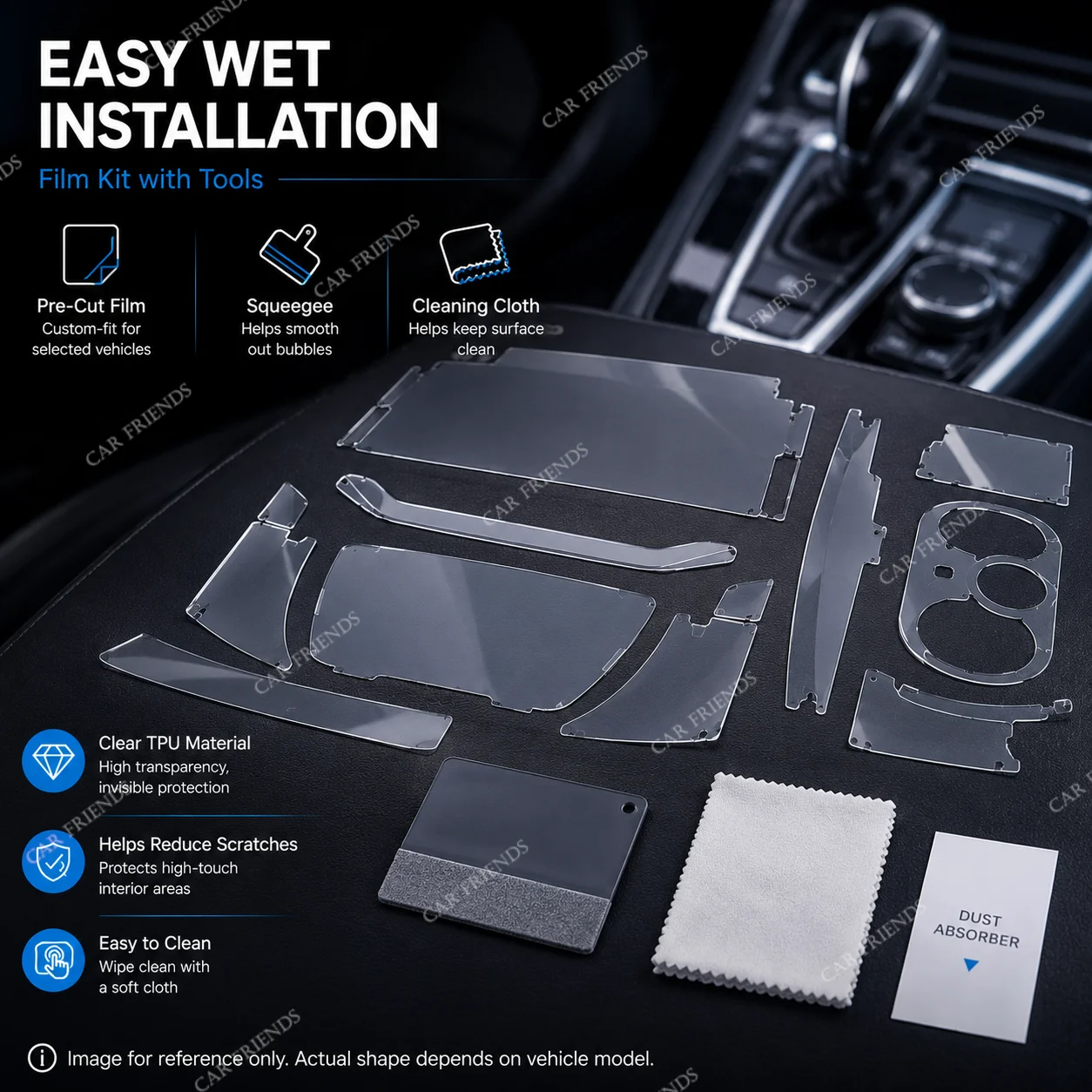 For Volkswagen VW Tayron 2025 2026 Transparent TPU Interior Protective Film for LCD Navigation Gear Panel Center Console 6