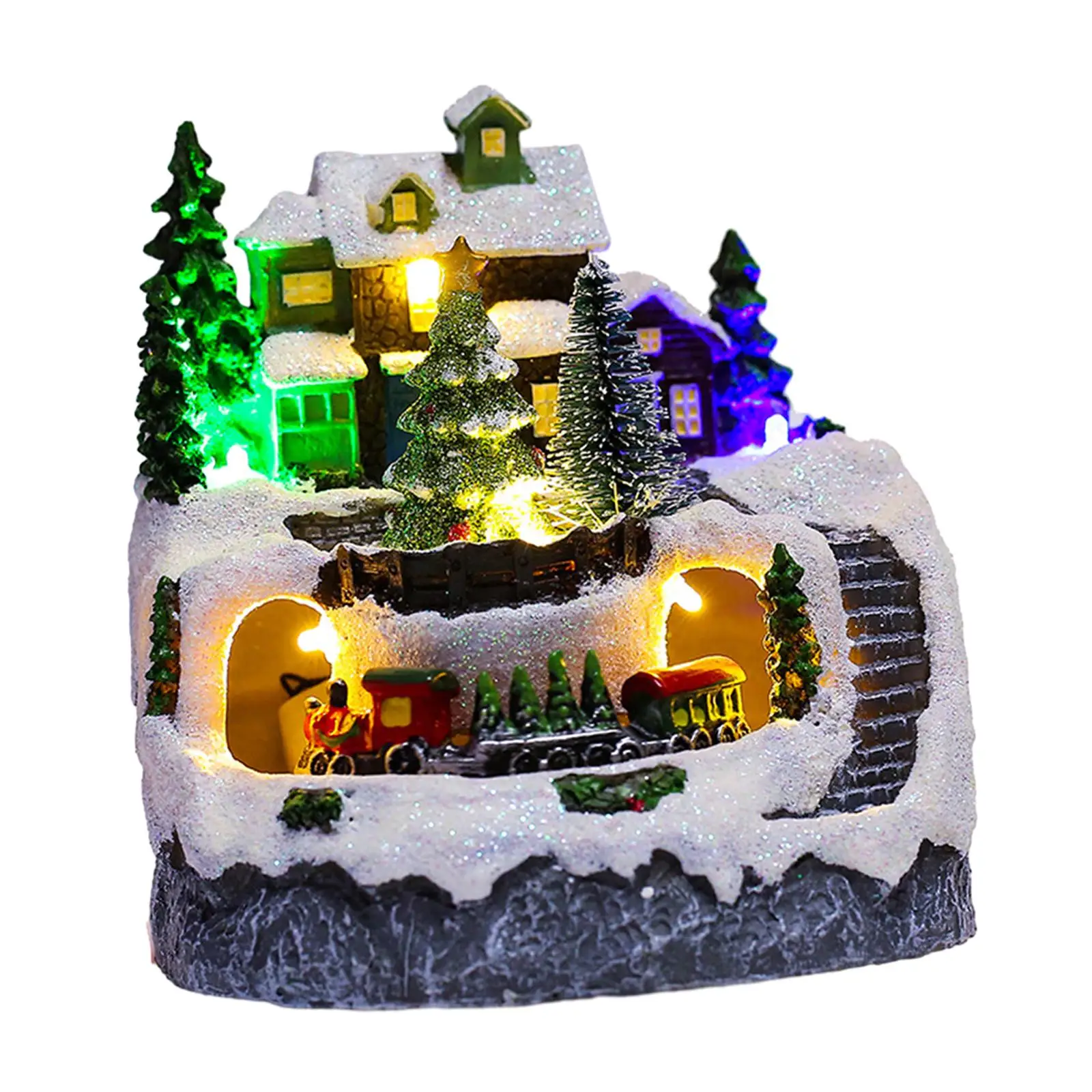 Christmas Village House Sculptures Light up Resin Craft Collection for Bedroom Housewarming Shop Window Festival Adults Kids