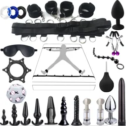 Sex Toy BDSM Kits Plush Sex Bondage Set Handcuffs Sex Games Whip Gag Nipple Clamps Sex Toys For Couples Exotic Accessories +18