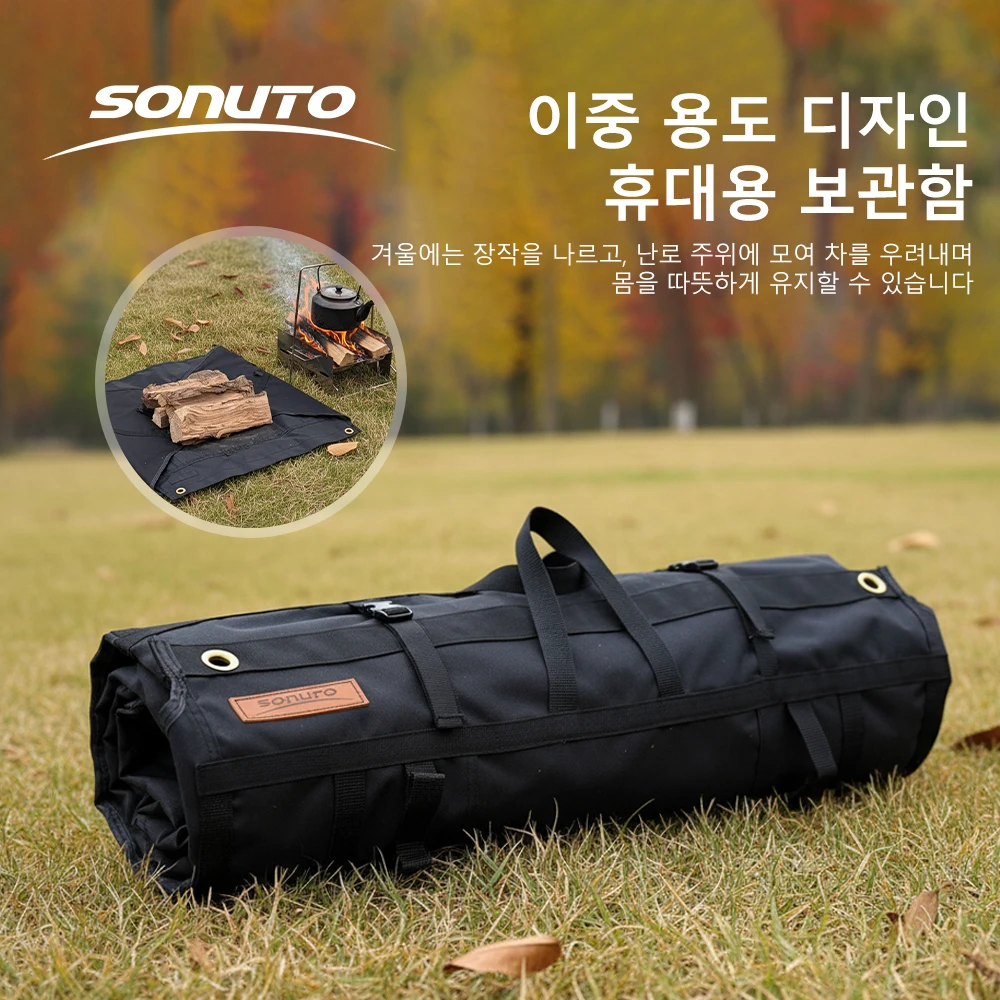 Camping Windbreak Stable Outdoor Folding Windscreen Canvas Sunshade Privacy Screen with Storage Bag for Fall Winter Camping image 5