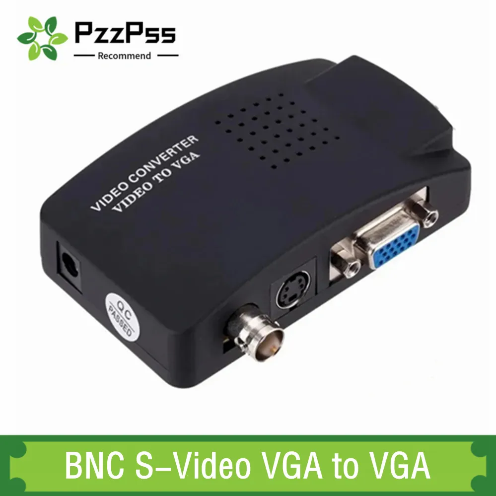 PzzPss BNC S-Video VGA to VGA Video Converter 1080P BNC to VGA Output Adapter Digital Switch Box For PC Mac TV Camera DVD DVR