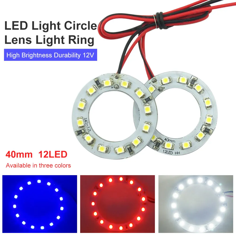 2pcs LED Ring Light Circle 40mm Angel Eye Aperture Ambient Light White Red Blue High Brightness Car Angel Eye Headlight Lamp