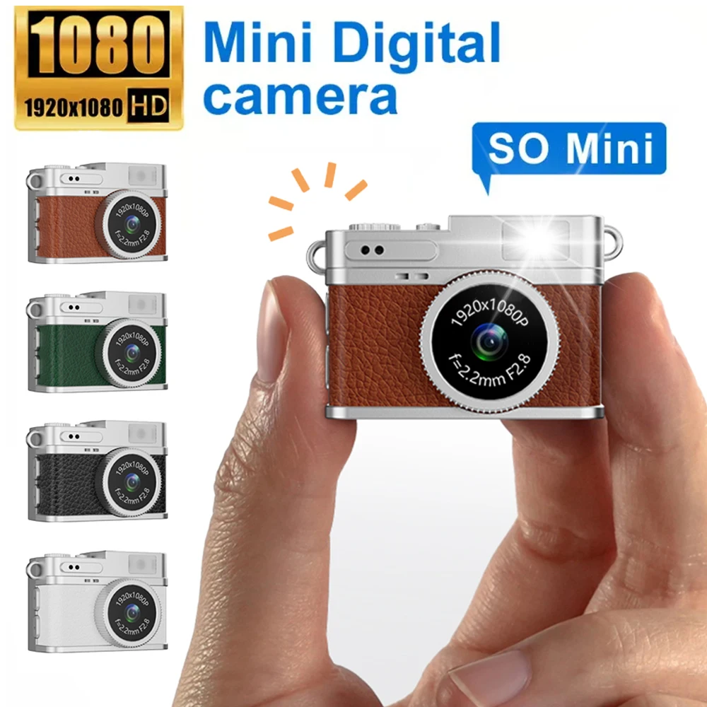 1080P HD Mini Camera with Screen Portable Retro Digital CCD Camera Small Sports Video DV Recorder with Flash for Outdoor