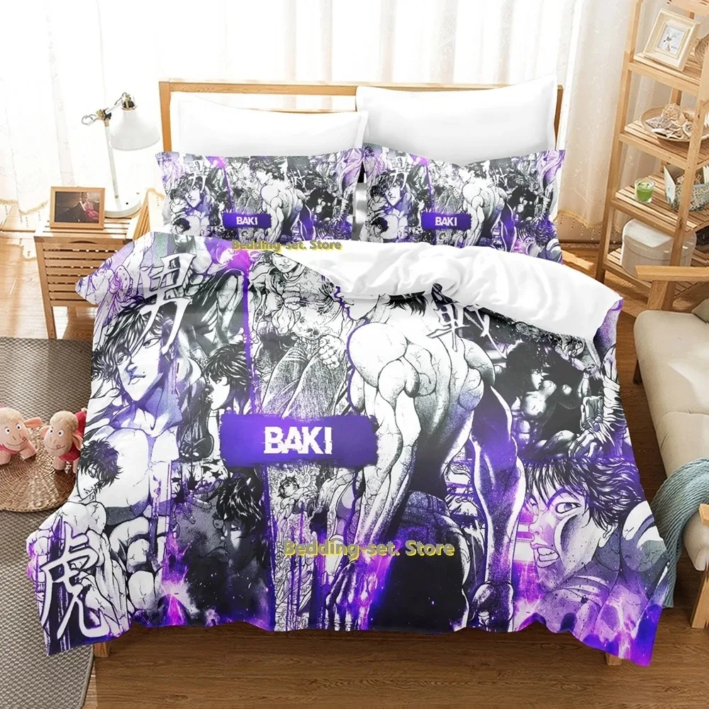 Baki Hanma Bedding Set Single Twin Full Queen King Size Bed Set Adult Kid Bedroom Duvetcover Sets 3D Print Anime Bed Sheet Set