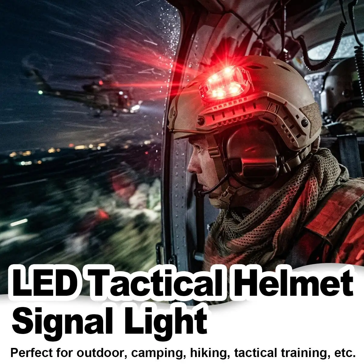 Tactical Helmet Signal Light Red Flash Indicator IP65 Double Ring Sealed Hiking Camping Bug Out Emergency Rescue Protection Lamp