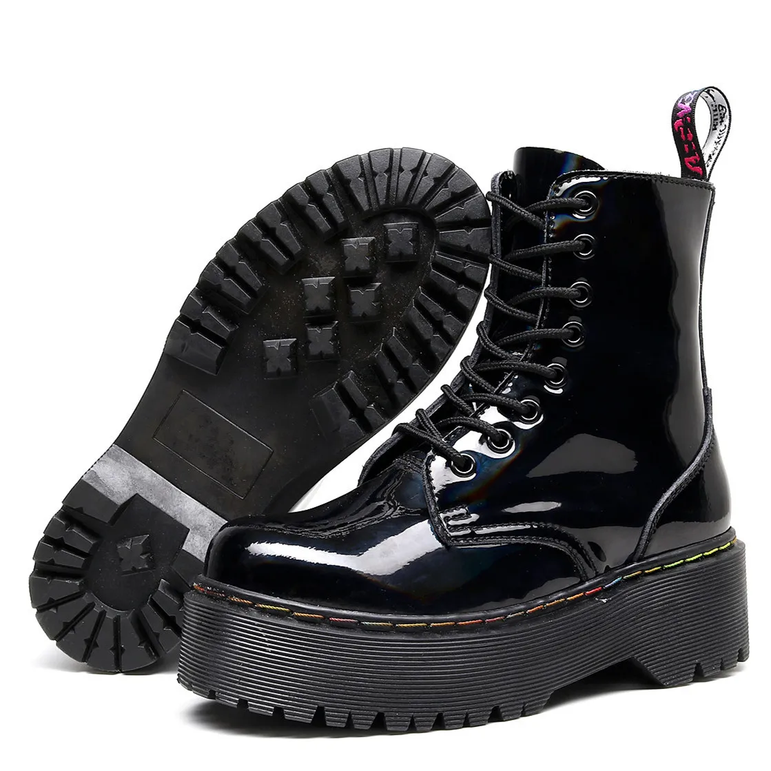 

Women Ankle Boots Genuine Leather 2025 New Retro Lace-up High-heel Women Short Boots Large-size Non-slip Platform Female