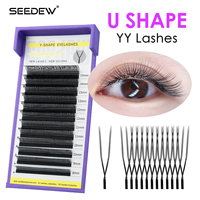 SEEDEW U Shape YY Eyelashes Extension U lashes MIX8-15mm Grafting False Eyelashes Double Tips Lashes Soft Natural