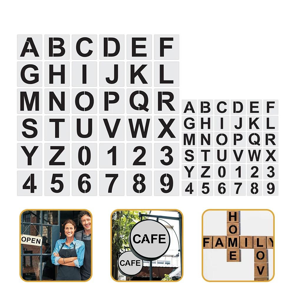 

72pcs Reusable Pet Compact Spray Painting Templates Letter For Wall Wood Diy Crafts Decor Household Printing Accessories