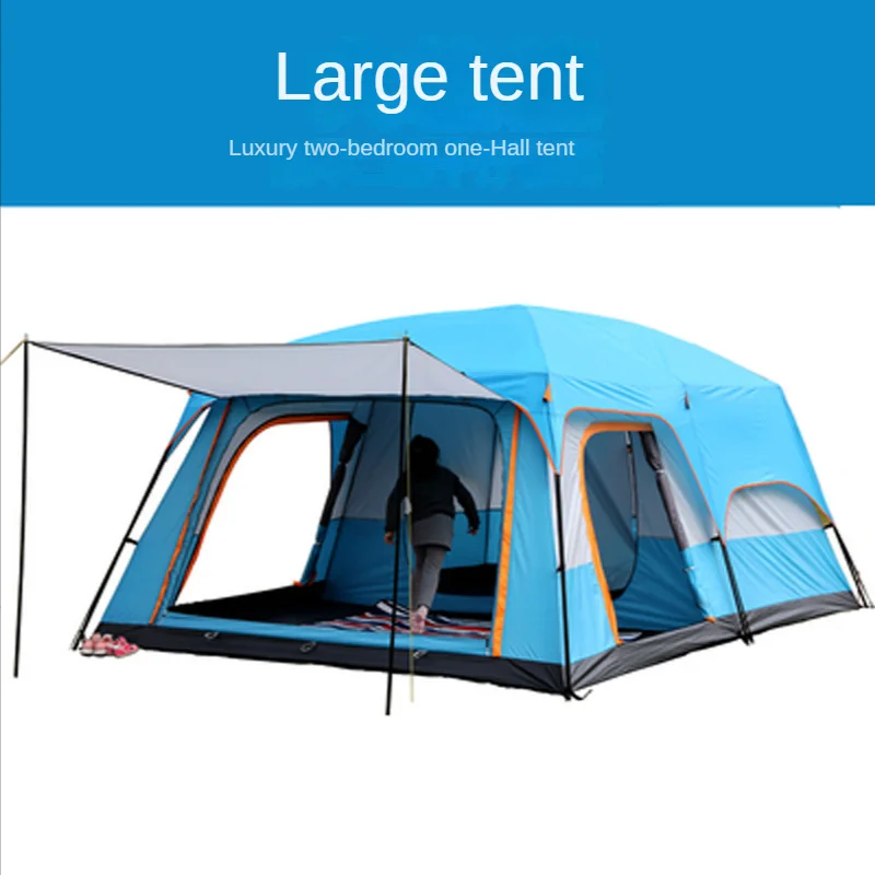 5-8/8-12 Person Camping Double Layer Tent Two Bedrooms Waterproof Big Space Outdoor Family Tent Nature Hike Tent Camping Travel