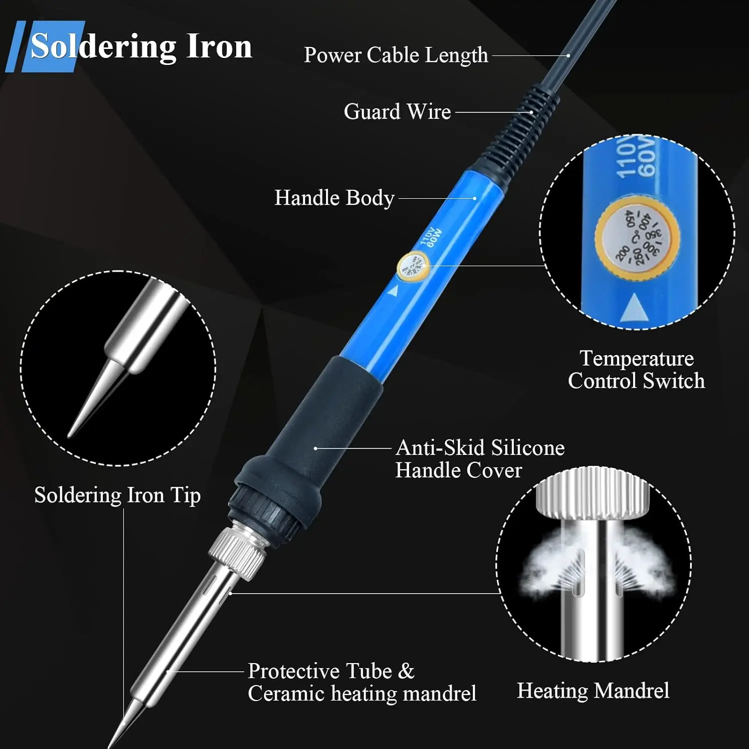 Warmte Set Insert Soldeerbout Tip Hoofd M2 M2.5 M3 M4 M5 M6 Hot Melt Inserts Moer Messing Ingebedde Draad Inbrengen Kit Met Solderi