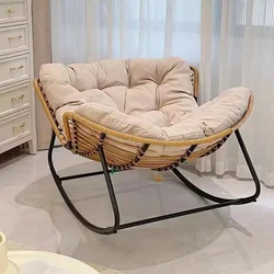 Fotel bujany Villeston Outdoor Papasan - ponadgabarytowe wygodne krzesło ogrodowe Kryty fotel bujany z rattanu królewskiego z poduszką