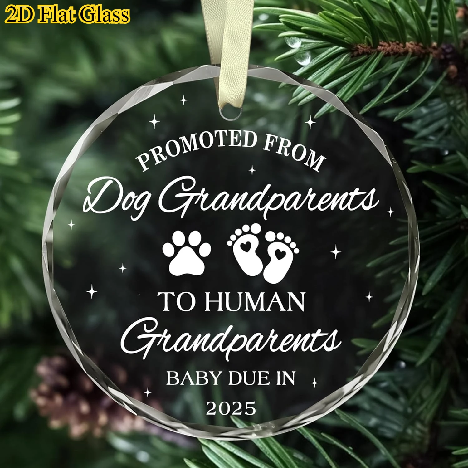 مسطح ثنائي الأبعاد، قطعة واحدة 8 × 8 سم، هدية جد-زخرفة جد لأول مرة، مع طباعة مخالب وتصميم بصمة القدم