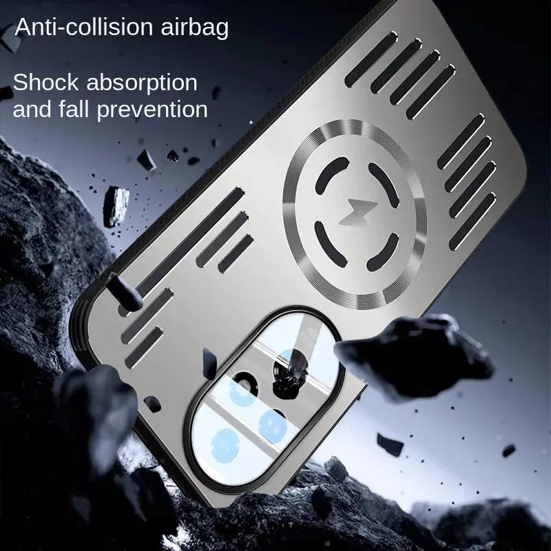 

Case Hard Metal heat dissipation magnetic For Huawei Honor 200 Pro Wireless charging Protect back cover for Honor 300 200 100Pro