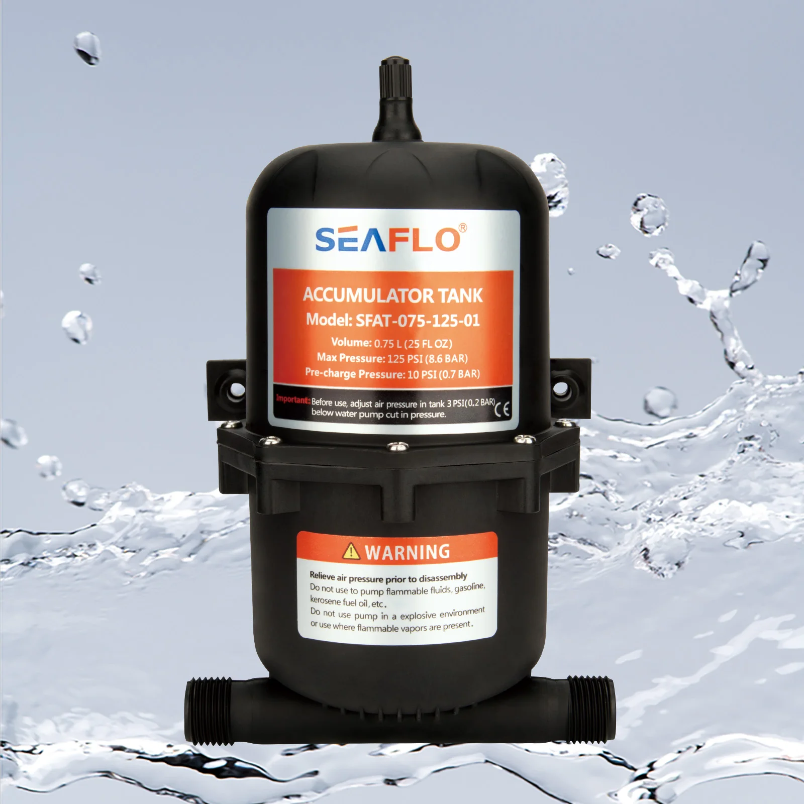 Portable 0.75L Marine Water Accumulator Tank 125 PSI Mini Pressure Accumulator for Boat RV Yacht Pump System
