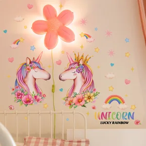 Nhãn dán tường cầu vồng hoạt hình, nhãn dán tường đám mây, trang trí phòng trẻ em, hình nền, đề can tự gắn, phòng nữ 9 Hình nền tường bán hàng chính của phụ nữ - №9