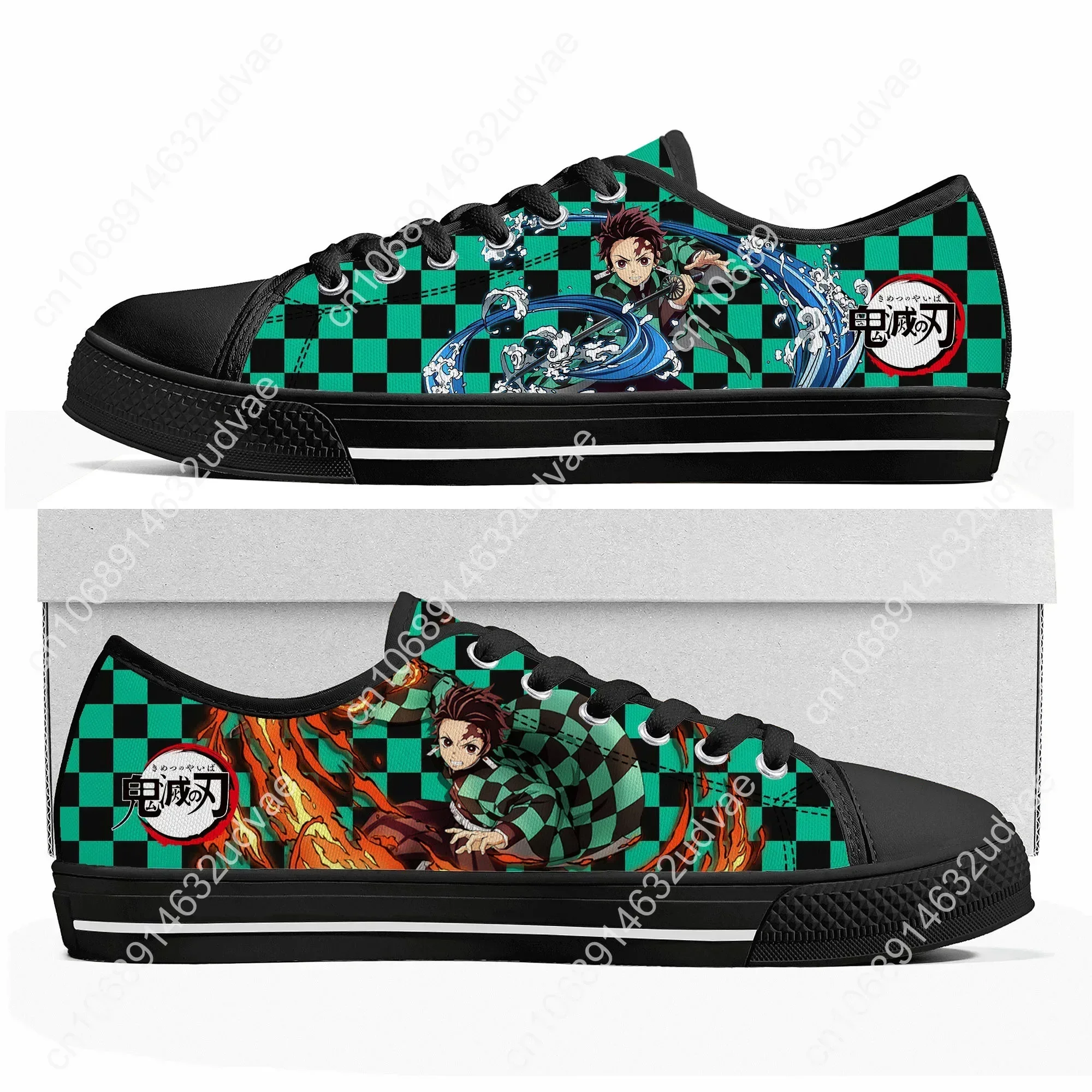 أنيمي شيطان القاتل كيميتسو نو يابا منخفضة أعلى أحذية رياضية Tanjirou Nezuk الرجال النساء المراهقين قماش حذاء رياضة زوجين عادية أحذية مخصصة #3