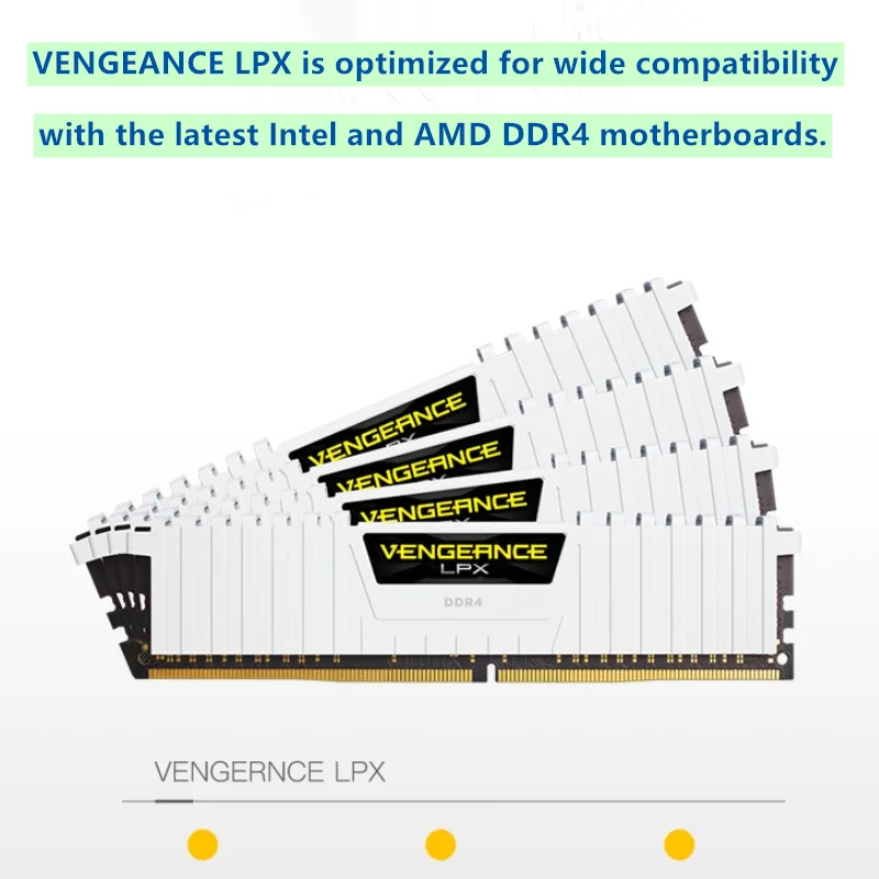 Corsair DDR4 SDRAM Vengeance LPX 16GB DDR4 DRAM 3200MHz 3600MHz 4000MHz يدعم XMP 2.0 288-Pin ذاكرة مكتبية بيضاء