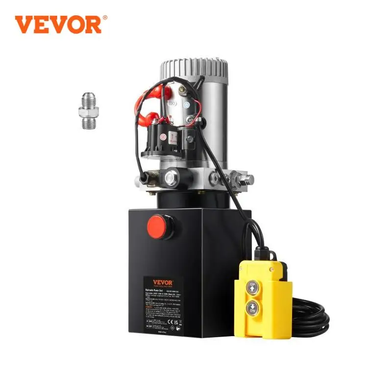 VEVOR Pompe Hydraulique DC 12 V 8 L Groupe Hydraulique Simple Effet Débit d'Huile 3,44 L/min Max.