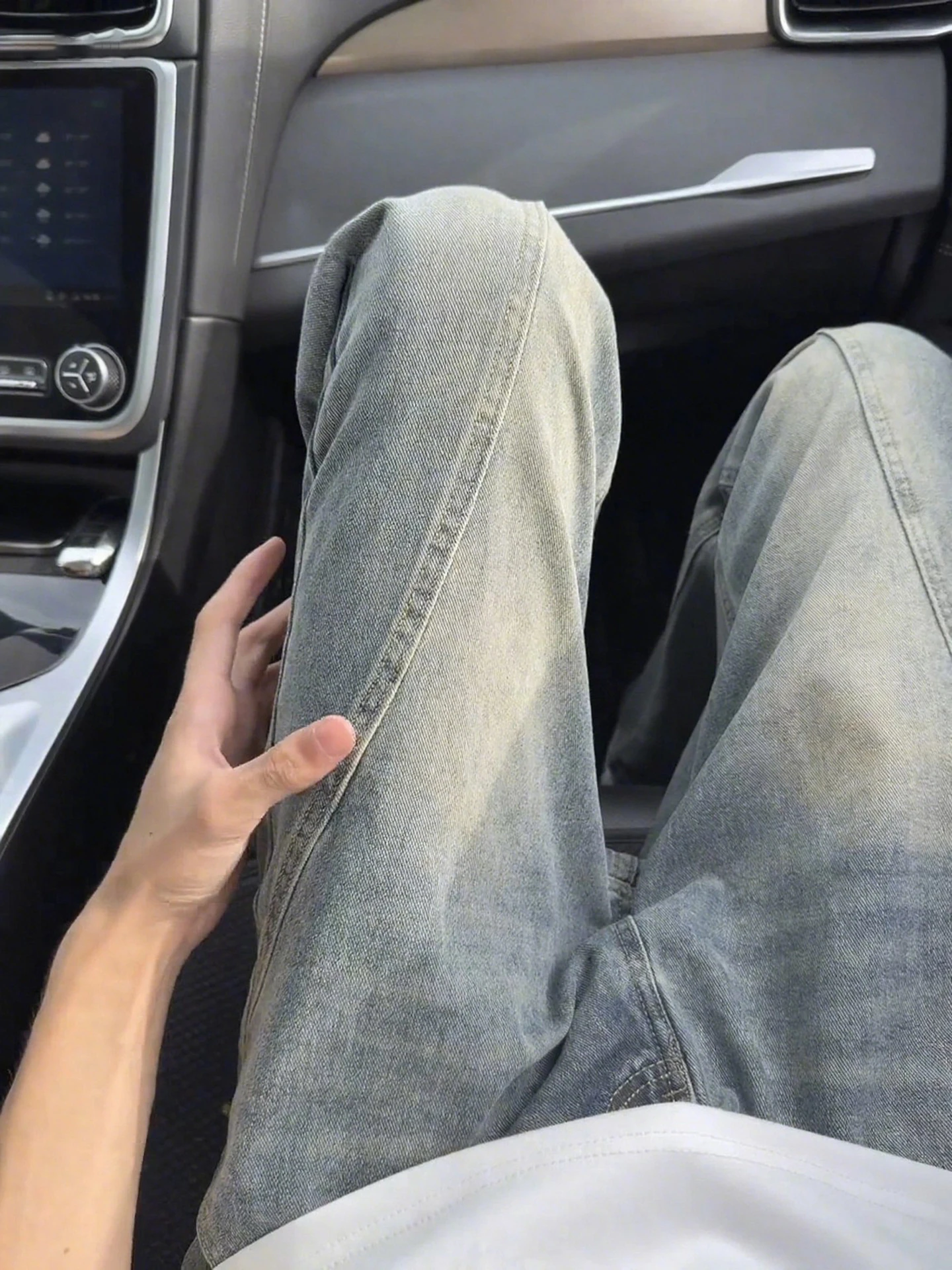 

Retro Blue Slim Fit Bell Bot Jeans Men's American High Street Sle Leg Lengthening Straight Leg Trousers