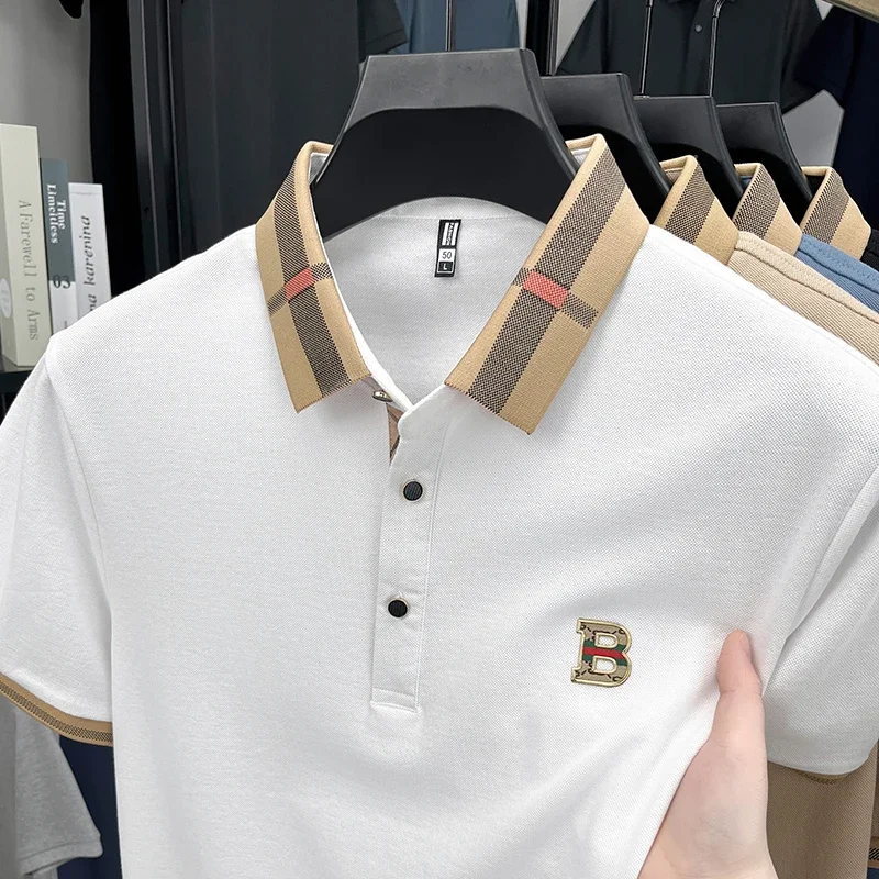 Luxury Brand Logo Short Sleeved Polo Shirt for Men's Summer New High-end Cotton Breathable Paul T-shirt Fashionable - Image 4