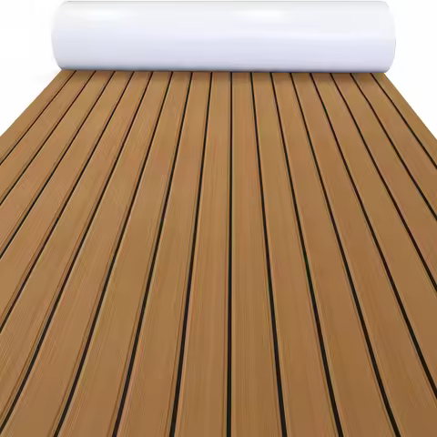 2400*450mm EVA Foam Faux Teak Boat Deck Mat Decking Sheet for Yacht Yacht Flooring Anti Skid Mat Boat Self Adhesive Vehicle Pad