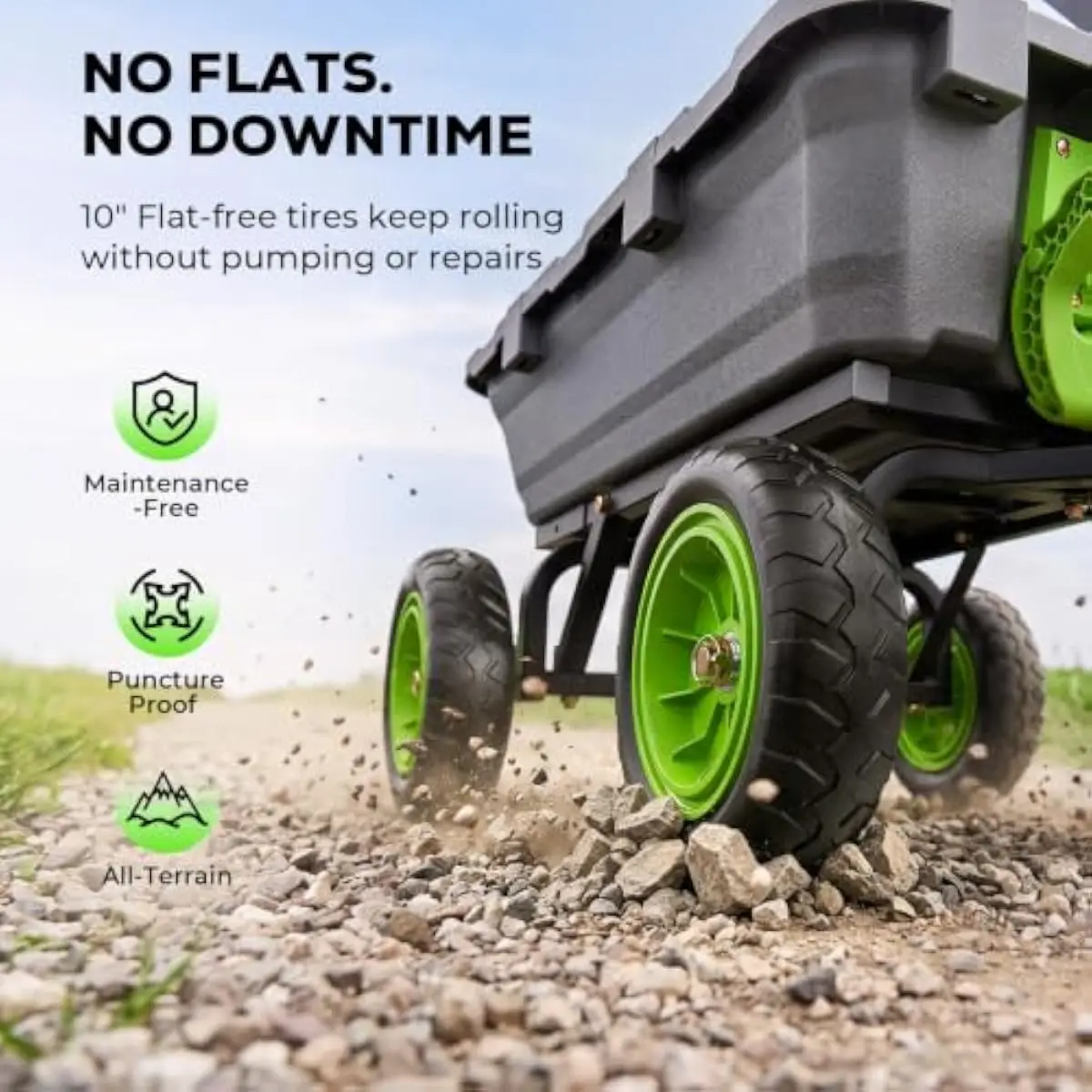 900 Lbs Heavy Duty Garden Dump Cart with 10 Inch Flat Free Tires, 4 Wheel Utility Wagon with Quick Release Dumping for Yard Farm