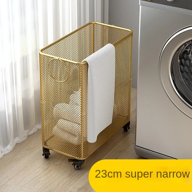 Enhanced Large Capacity Laundry Basket Portable Iron Clothes Organizer with Rust-Proof Roller Modern Dirty Clothes Bin