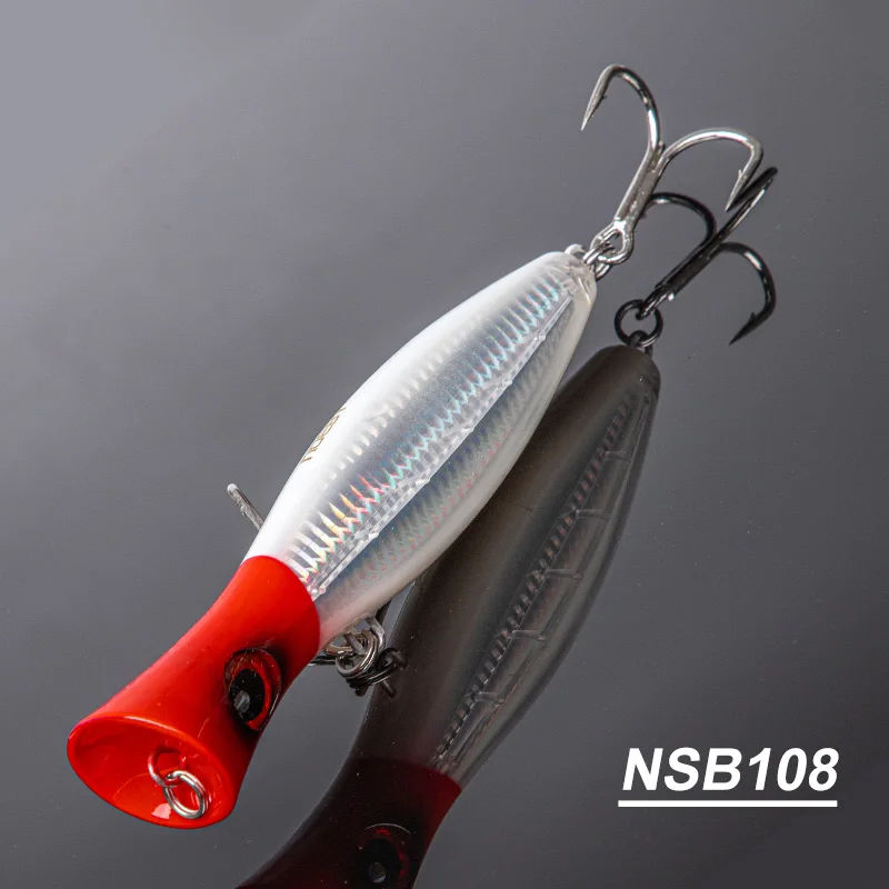 Noeby-Big Game Popper Angelköder, künstlicher harter Köder für GT-Salzwasserangeln, Topwater-Wobbler, 12 cm, 43 g, 16 cm, 78 g, 20 cm, 155 g
