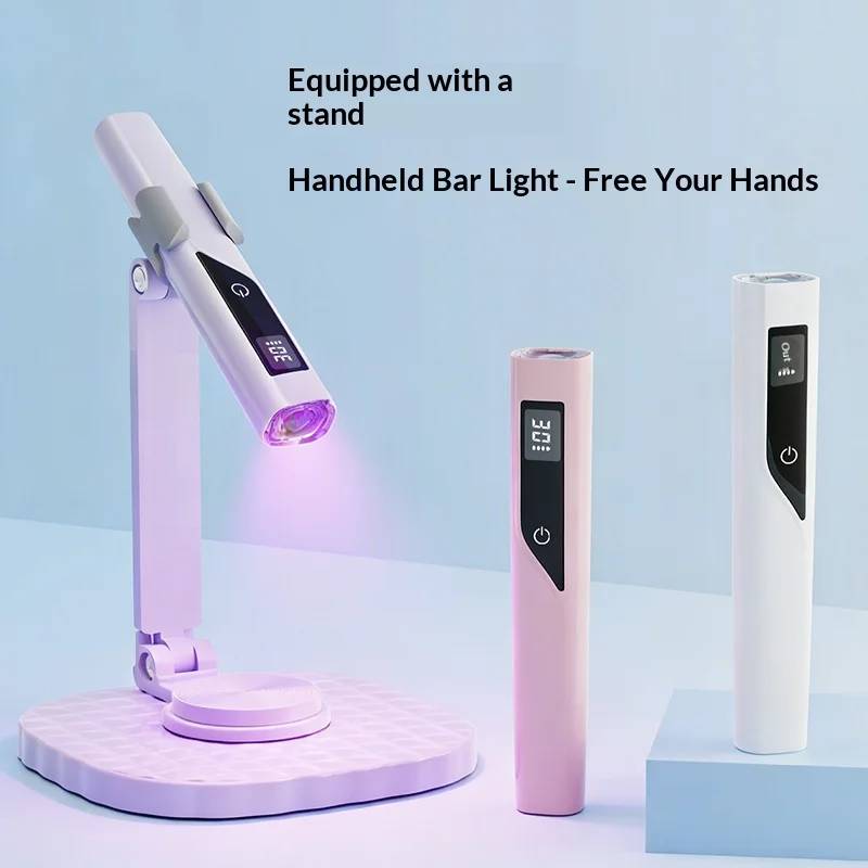 

Портативная ручная лампа для маникюра, двухскоростной таймер, быстрая сушка без почернения кожи рук, с подставкой, дисплей с отображением времени, зарядка через USB.