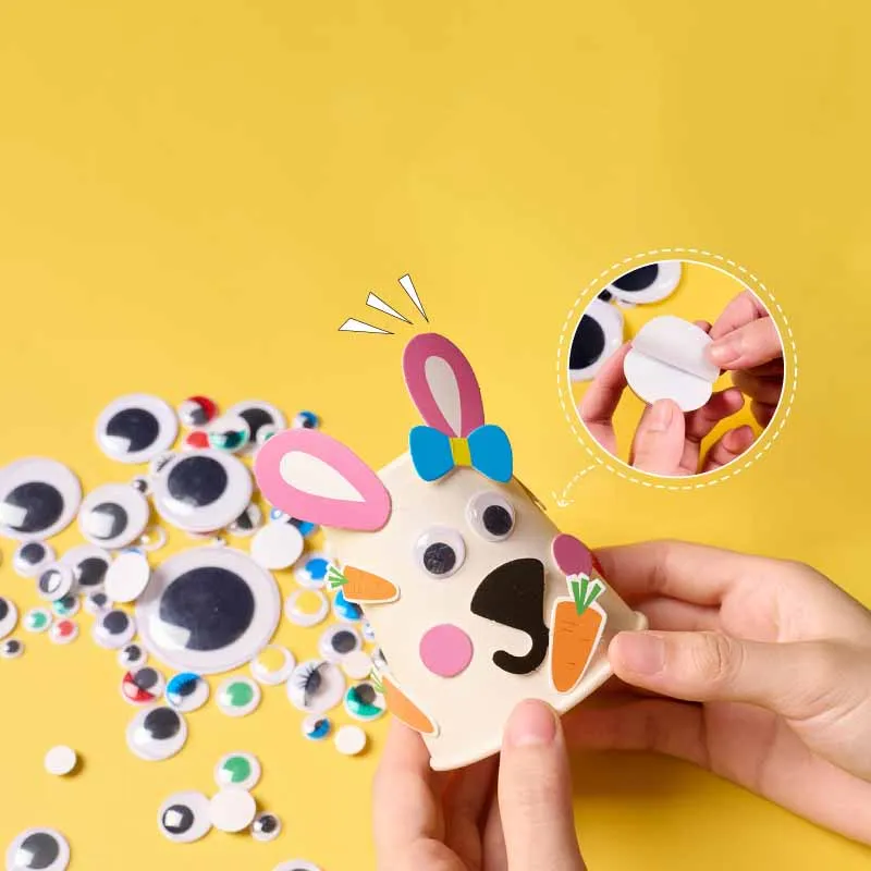 Kids Handmade DIY Materials Animal Eyes Accessories Toys Simulation Eyes With Self-adhesive Backing Activities Black White Eyes