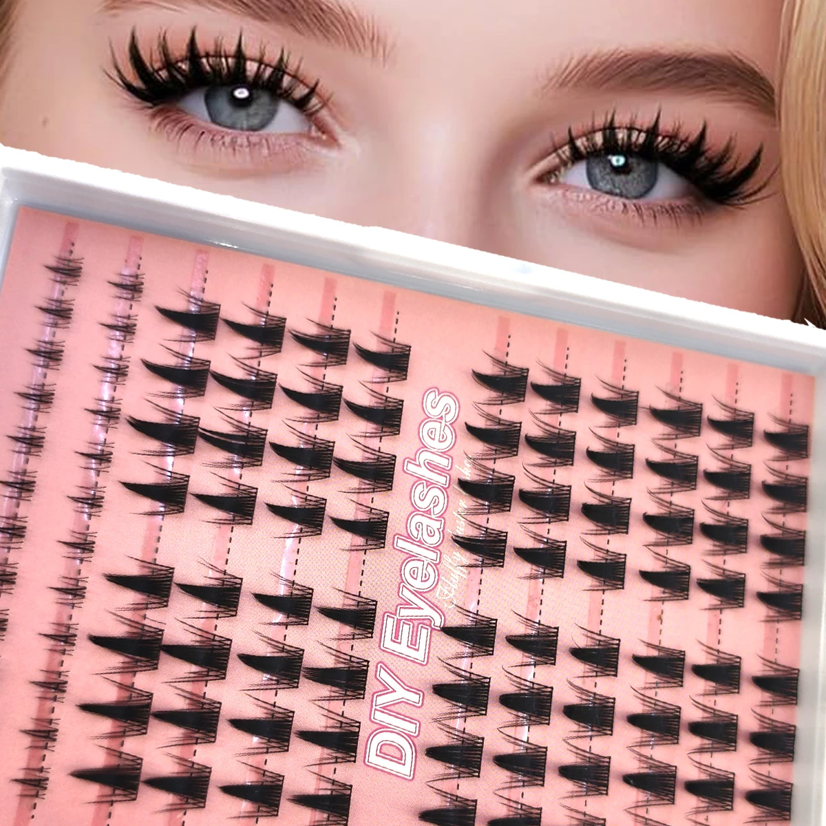 3D DIY Segment Falsche Wimpern Manga Falsche Wimpern Natürliche Anime Wimpern Cosplay 3D Spiky Wispy Dicke Wiederverwendbare Cluster Wimpern