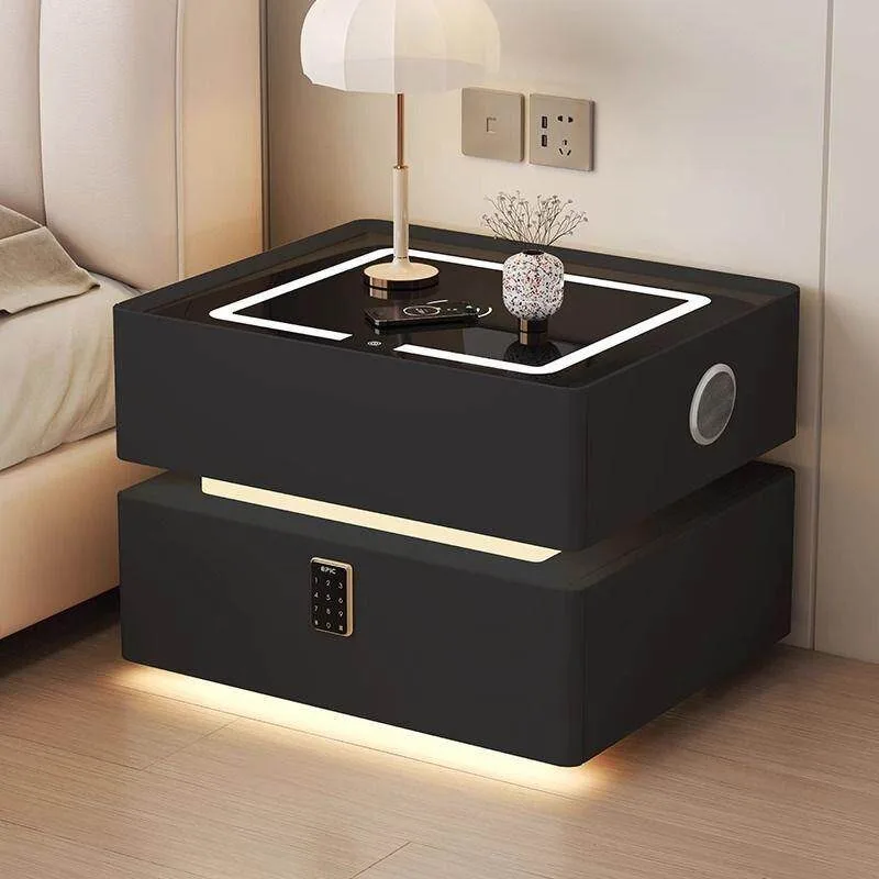 

Italian Wooden Design Nightstands Bedroom Storage Nordic Modern Bedside Table Luxury Charging Unique Mesas De Noche Furniture