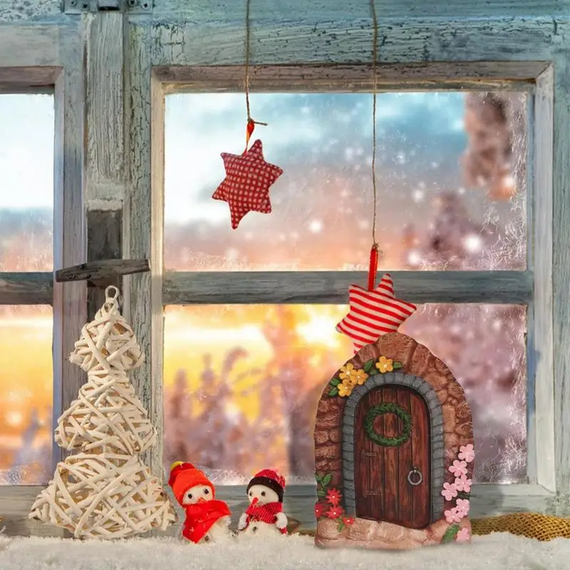 Miniature Fairy ประตูไม้ Miniature สวนกลางแจ้งประตูต้นไม้ประณีตรายละเอียด Fairy ตกแต่งประตูสําหรับ Garden Courtyard ฟาร์ม