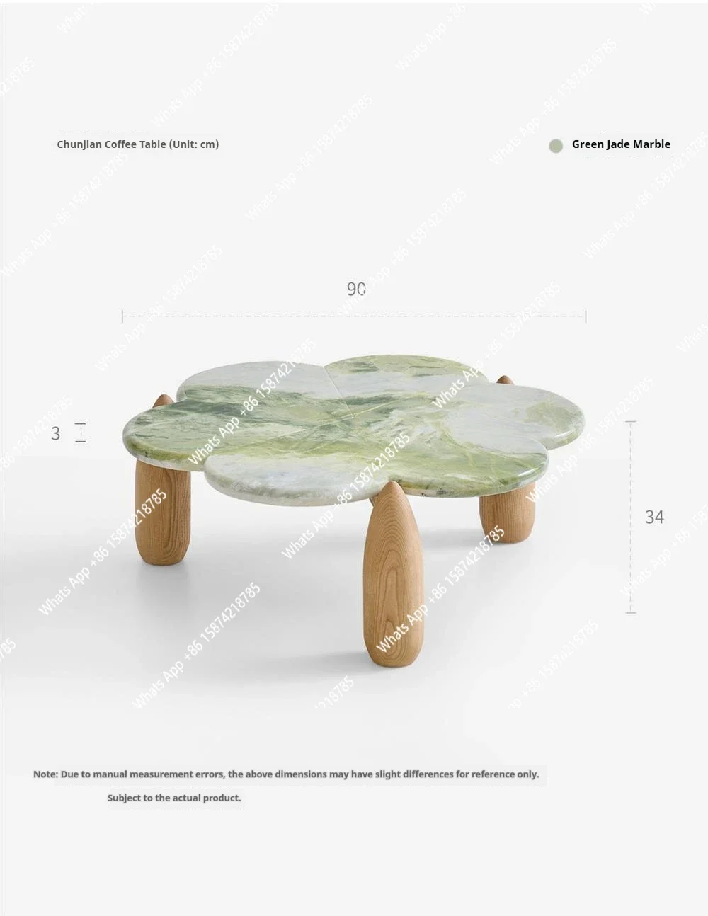 J S Mountain Stream Coffee Table, Vintage Marble Design for Small Space, Modern Luxury, Heat & Scratch Resistant, Customizable