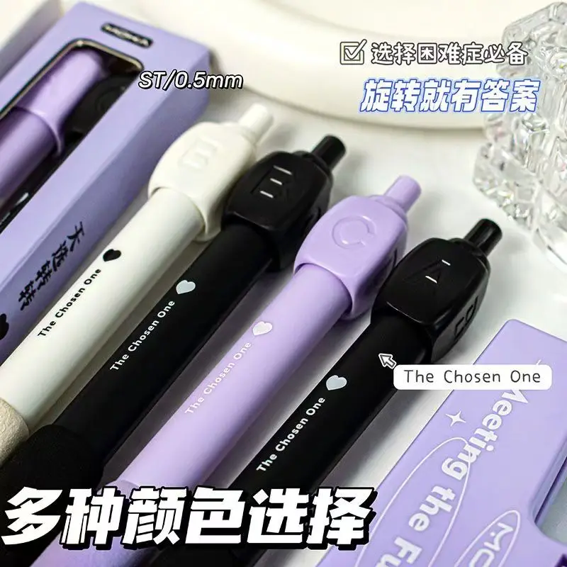 2Pcs Lustige ABCD Rotation Antwort Gel Stift Kugelschreiber Stille Lager Entlasten Angst Neuartige Design Rotation Gel Stift schreibwaren geschenk