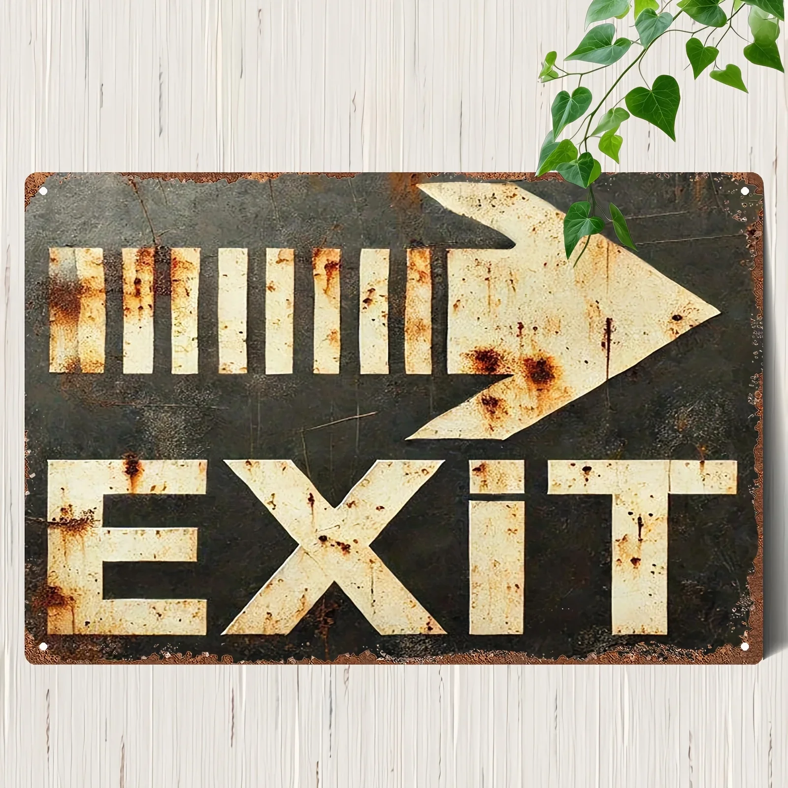 2D Flach, 1 Stück Retro Metallschild Plakette |   Vintage EXIT Richtungsanzeiger Blechschild mit Distressed-Rost-Effekt für Laden, Bar / Einkaufszentrum