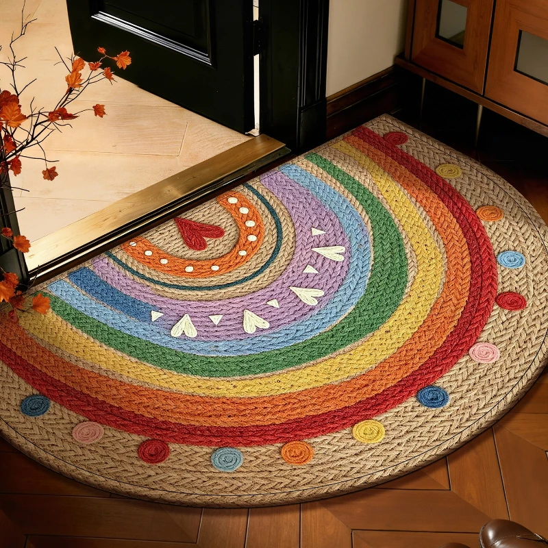 Anti Slip Semicircular Entry Doormat Wear Resistant Household Hallway Foot Rug For Home Front Door Entrance Decoration