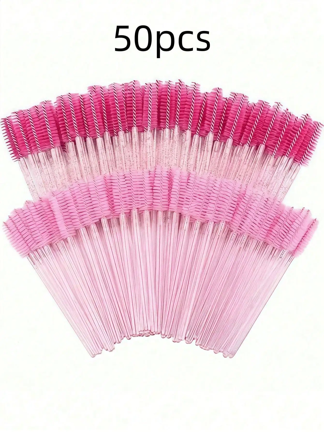 50 varitas de rímel desechables: cucharas de cerdas de nailon, juego rosa y negro para pestañas y cejas