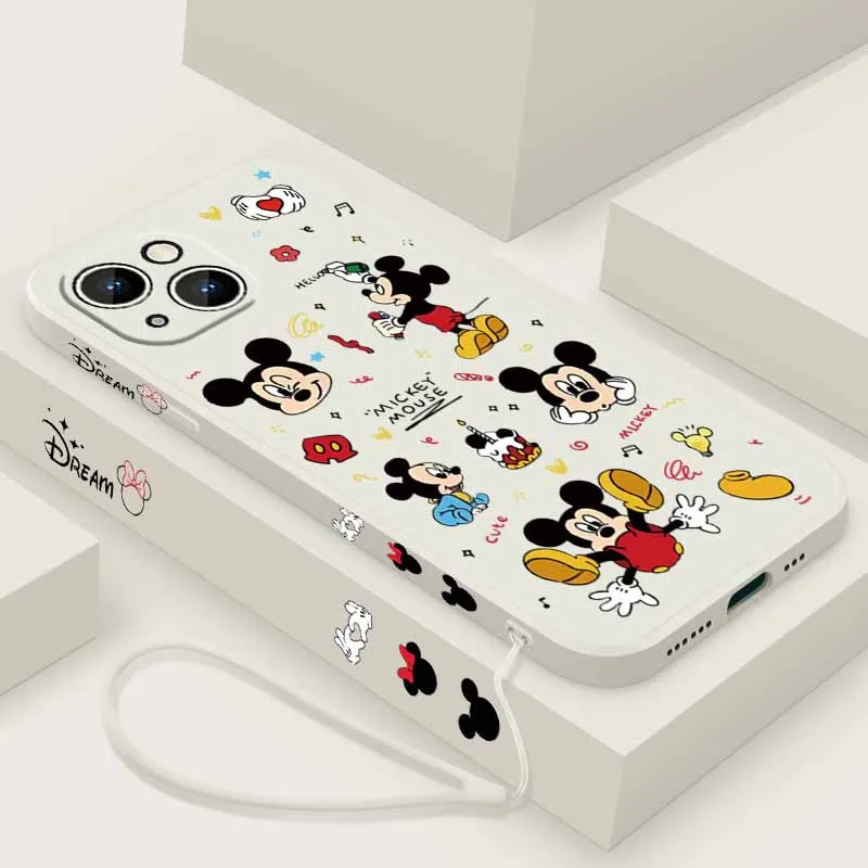 Disney Topolino Per Samsung Galaxy S25 S24 S23 S22 S21 S20 FE Lite Plus Ultra Liquido Corda Sinistra Cassa Del Telefono