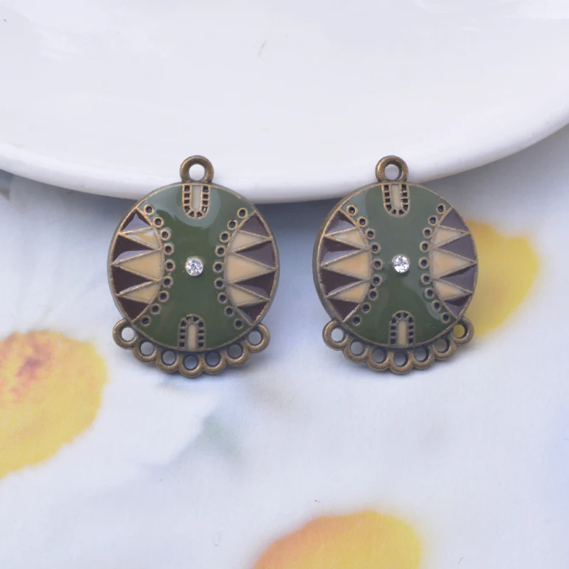 10 Stück Legierungs-Mehrfachloch-Rundverbinder, Antik-Bronze, emaillierte Ohrringe, Anhänger, DIY-Quastenohrringe – Detail 5