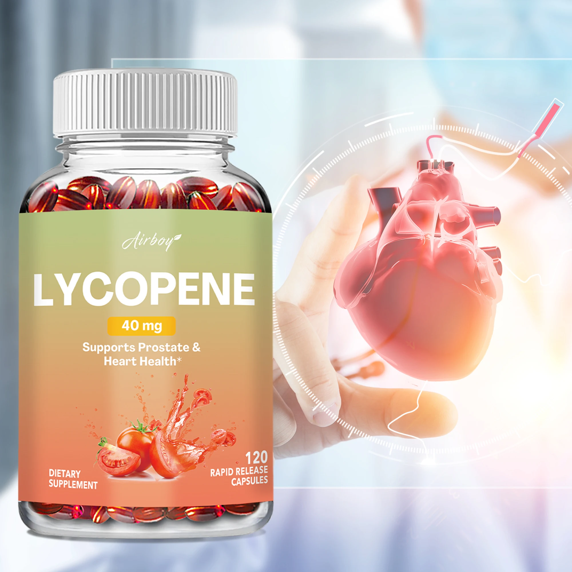 

Lycopene Capsules - Antioxidant, Promotes Prostate and Heart Health, Enhances Immune Function, and Replenishes Energy